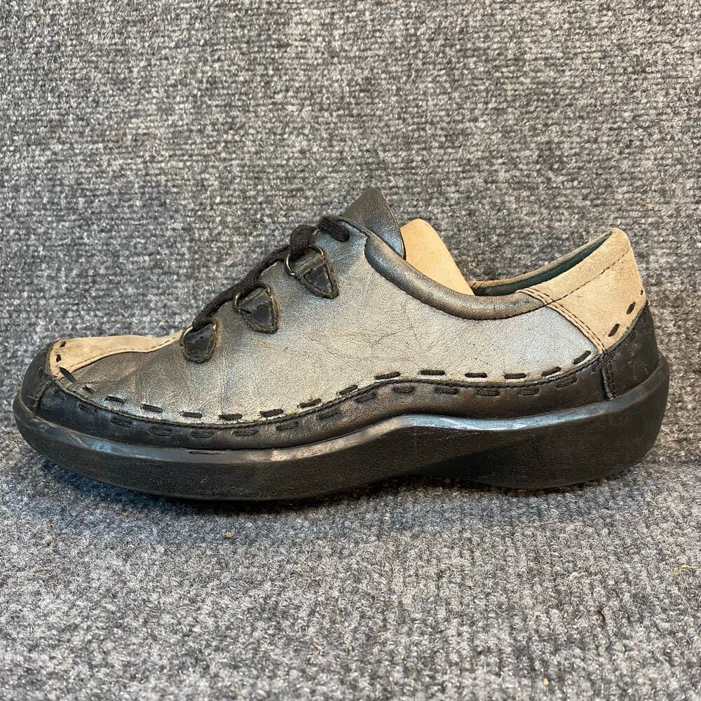 Ziera Allsorts Gray Metallic Tan Suede Lace Up Shoes Comfort Cushion Casual 8.5